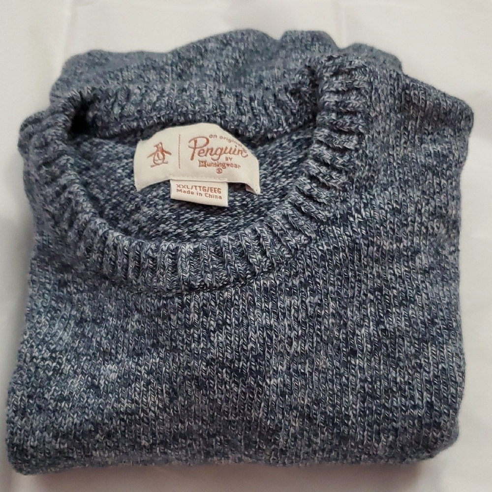 Original Penguin Men's Heathered Gray Crewneck Sweater - Picture 2 of 3